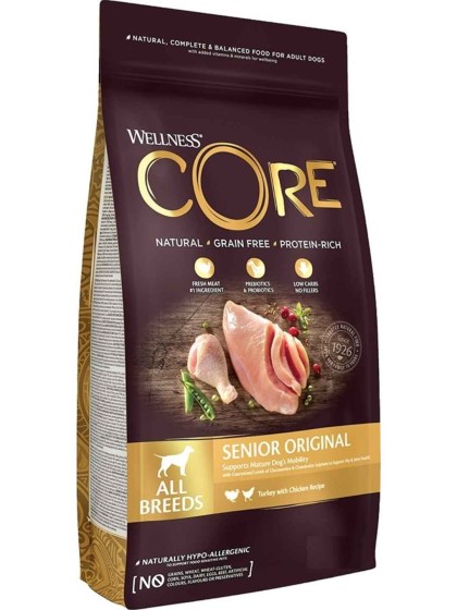 Wellness Core Grain Free Senior 10kg Ξηρά Τροφή χωρίς Σιτηρά για Ηλικιωμένους Σκύλους με Κοτόπουλο και Γαλοπούλα
